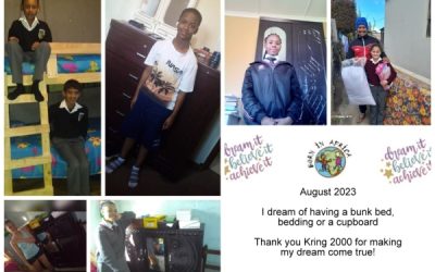 A bunk bed, bedding or cupboard