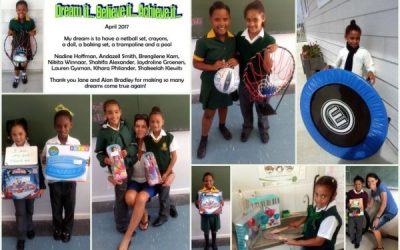 To have a pool, a trampoline, a baking set, a netball, a doll and crayons